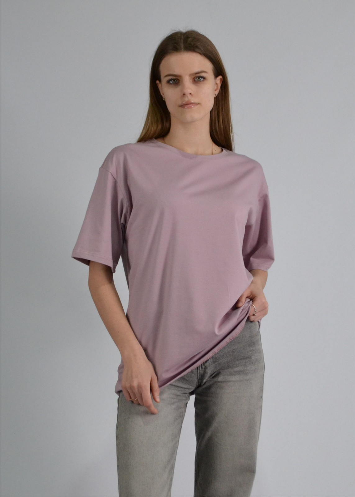 Футболка жіноча оверсайз пудра S-XL
